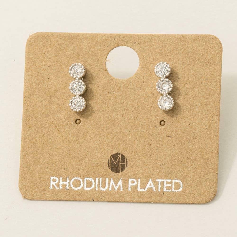 Triple Stud Bar Stud Earrings