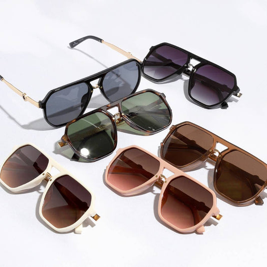 Geometric Shape Thin Frame Designed Sunglasses