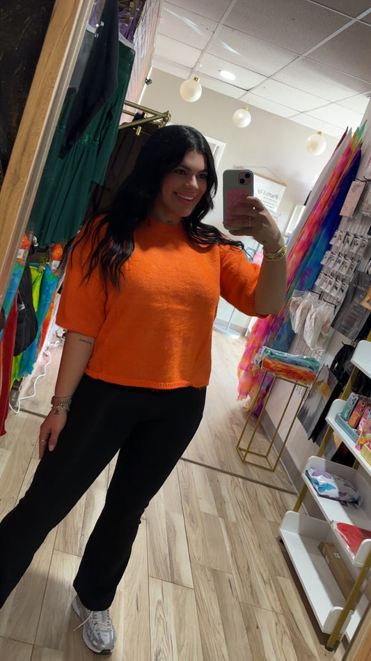 Round Neck Loose Knit Short Sleeved