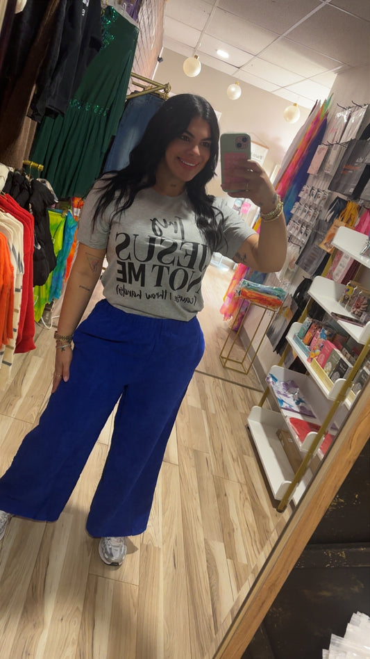 Corduroy Wide Leg Pants With Pockets