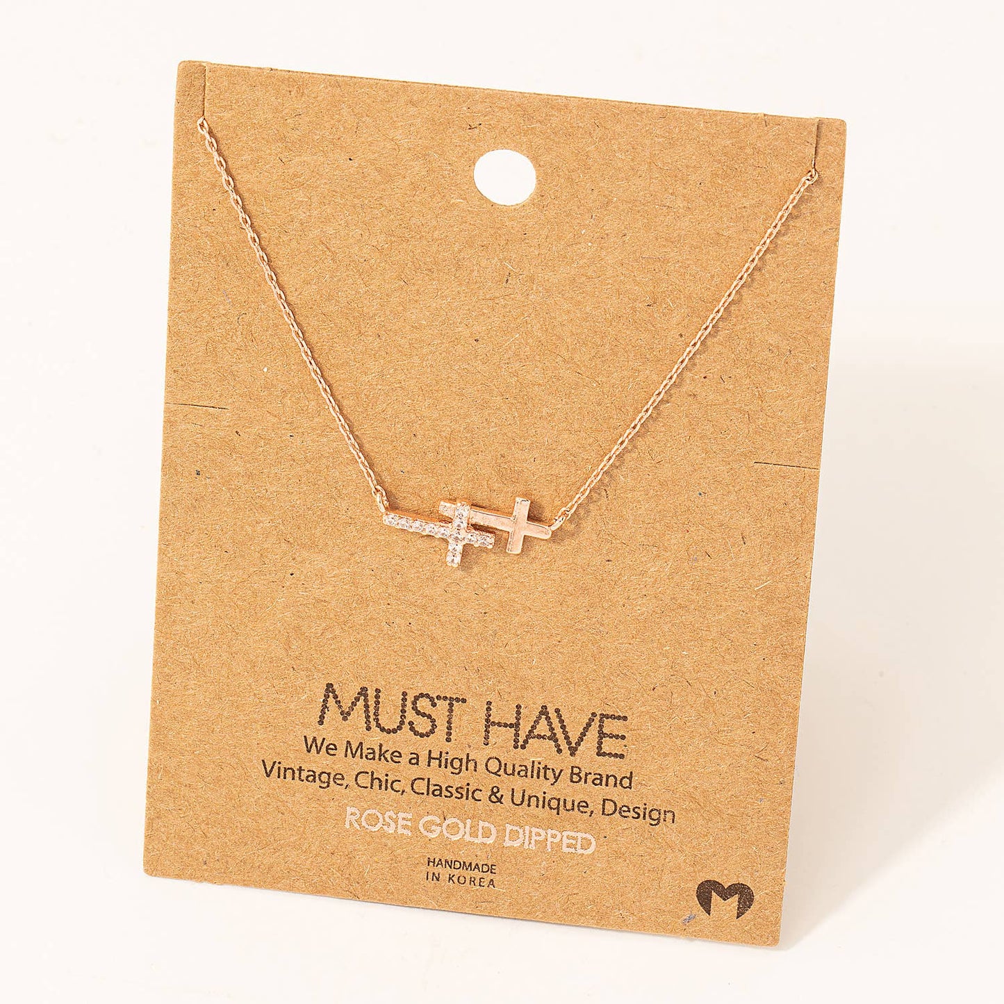 Double Cross Pendant Necklace