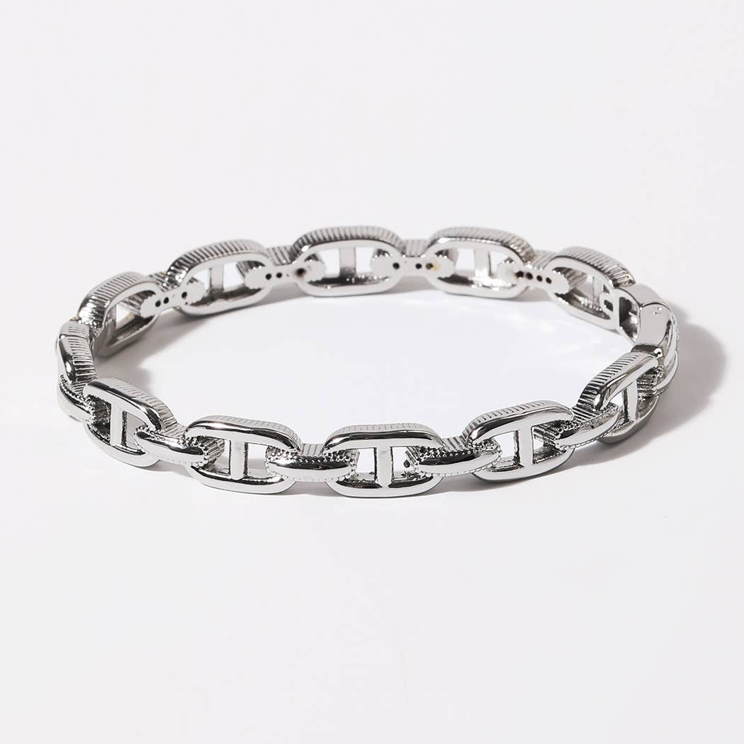 Two-Tone Linked Chain Design Gold Plated Bracelet