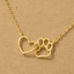 Gold Dipped Dog Paw Heart Cutout Pendant Necklace