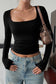 Square Neck Long Sleeve Top