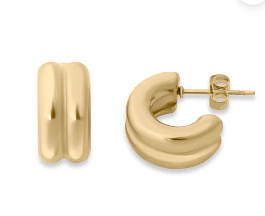 Stainless steel double hoop huggie earring