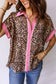 Leopard Print Contrasted Trim Animal Short Sleeve Shirt