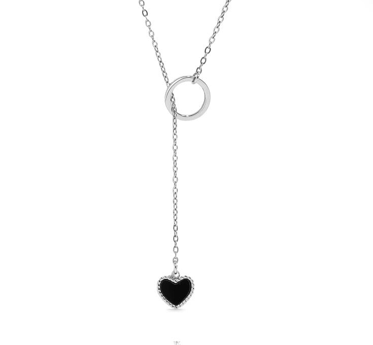 Stainless steel Black heart Necklace