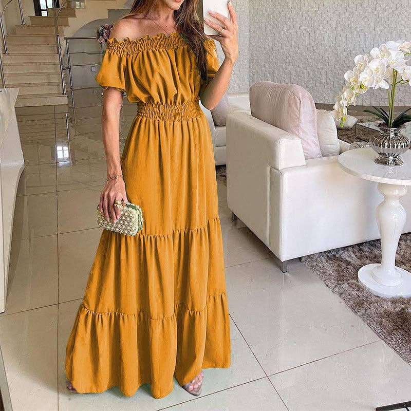 Women's Off-the-Shoulder Spring Short-Sleeve Maxi dress