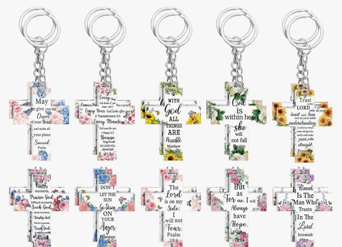 Cross scripture keychains