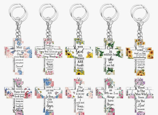 Cross scripture keychains