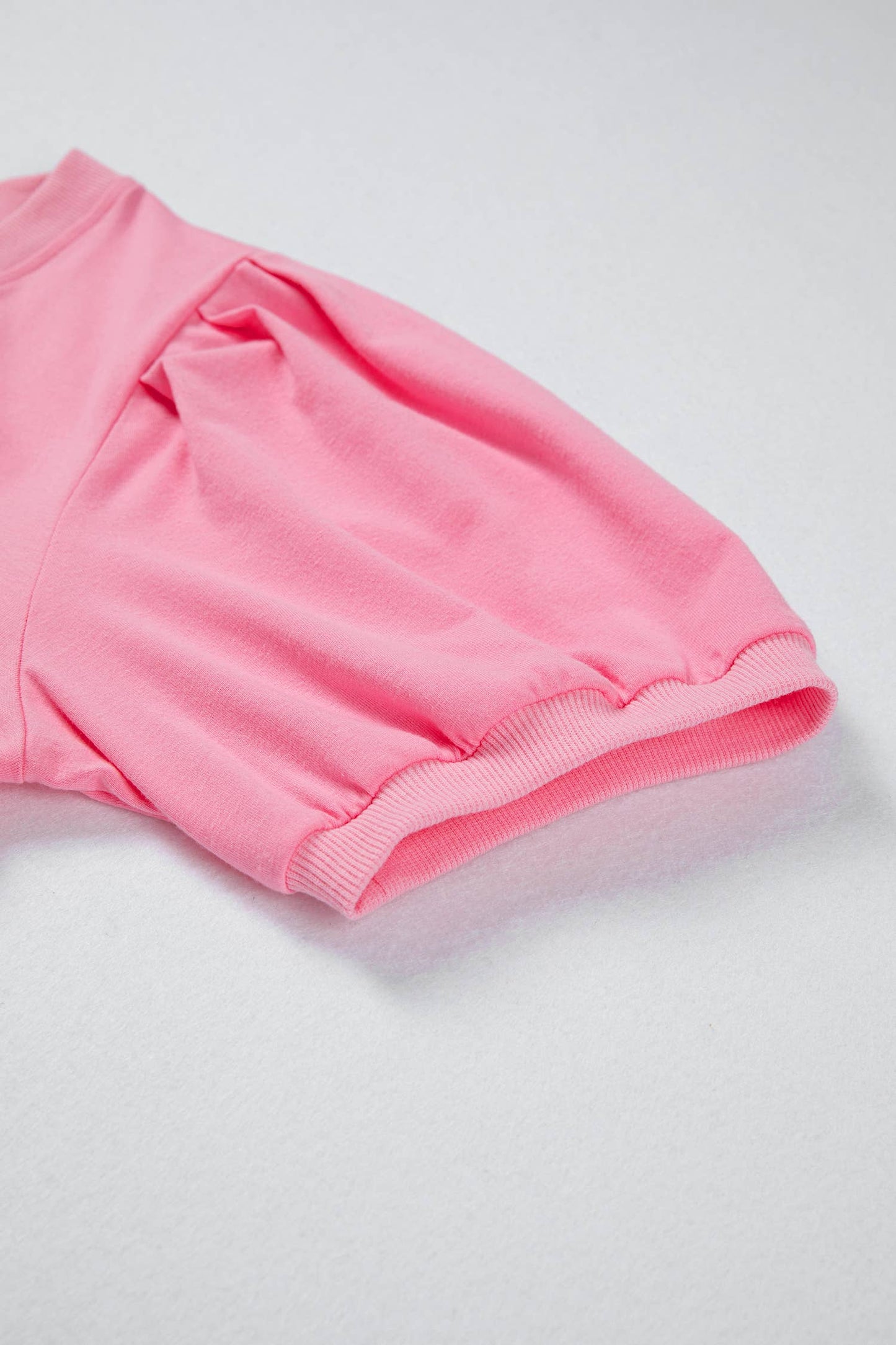 Solid Color V Neck Short Puff Sleeve Blouse | S-4X
