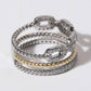 CZ Textured Triple Row Two-Tone Gold Plated Ring