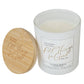 Glass Candle w/Bamboo Lid White God Works Rom. 8:28
