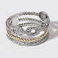 CZ Textured Triple Row Two-Tone Gold Plated Ring