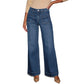 Women's Vintage High Rise Straight Leg Wide Leg Denim Pants: Light blue