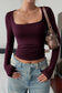 Square Neck Long Sleeve Top
