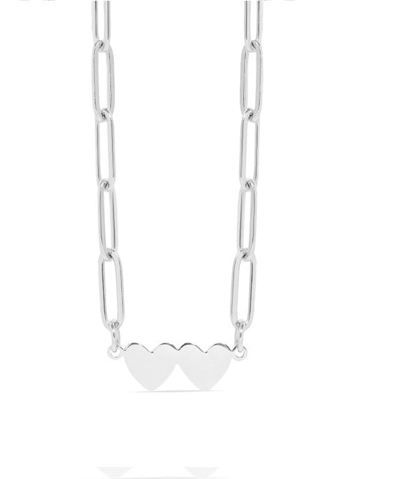 Stainless steel 2 heart necklace
