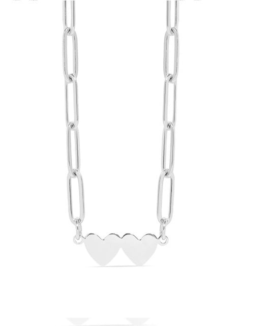 Stainless steel 2 heart necklace