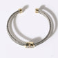 Cross Detail Twisted Double Wire Cuff Bangle Bracelet