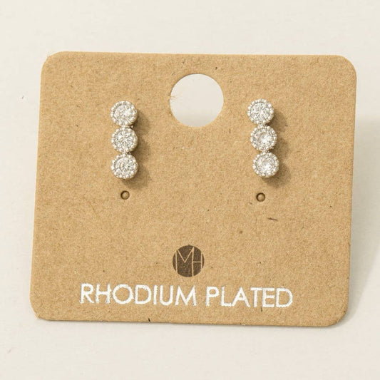 Triple Stud Bar Stud Earrings