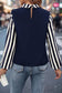 Houndstooth Collar Long Sleeve Blouse