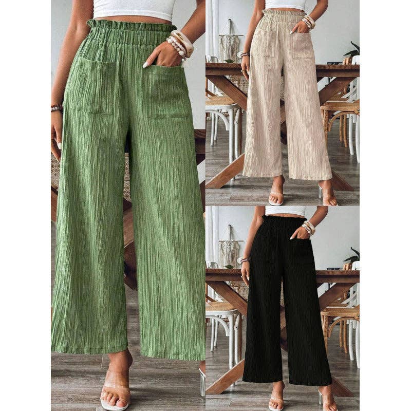 Women's Solid Color Casual Wide Leg Pants For Spring/Summer: Off white