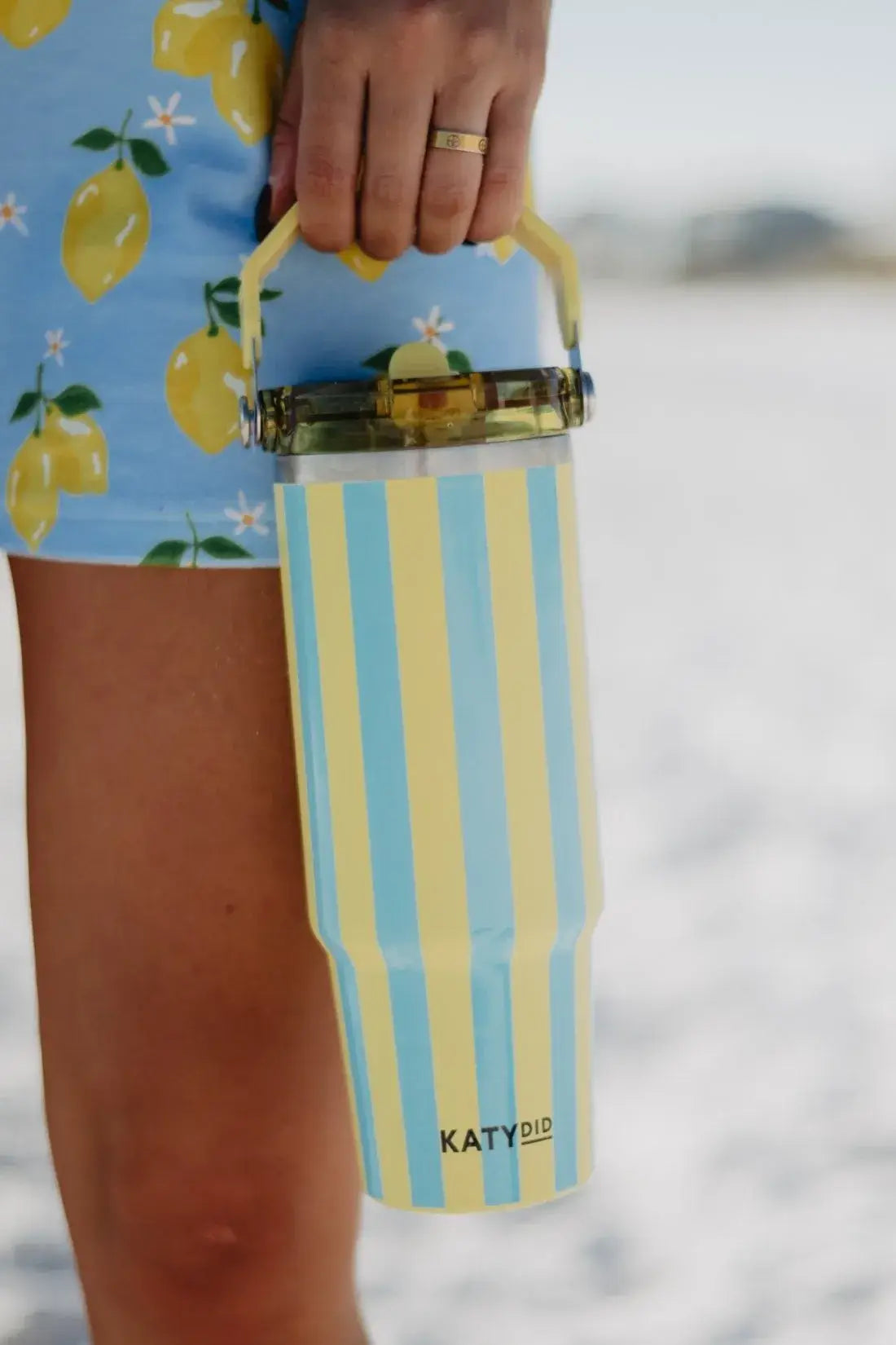 Yellow and Aqua Striped 30 Oz Cabana Tumbler