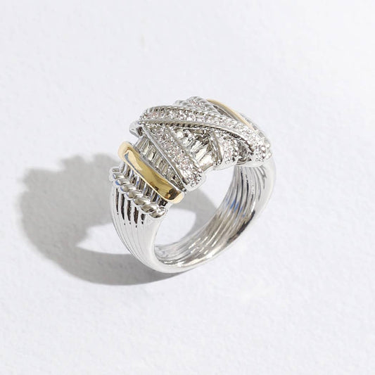 Two Tone Textured Band Ring