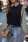 Houndstooth Collar Long Sleeve Blouse