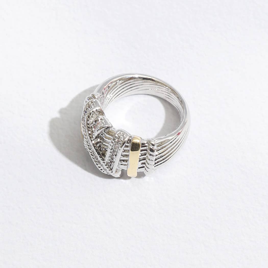 Two Tone Textured Band Ring