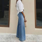 Vintage Washed High Rise Wide Leg Denim Jeans: Blue / M