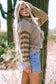 FB Stripe Checker Patchwork Turtleneck Sweater