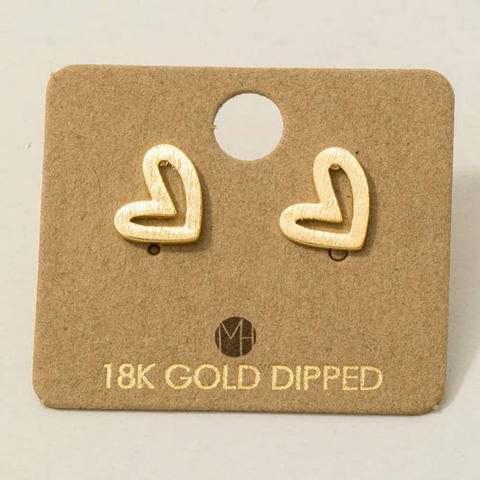 Gold Dipped Heart Stud Earrings