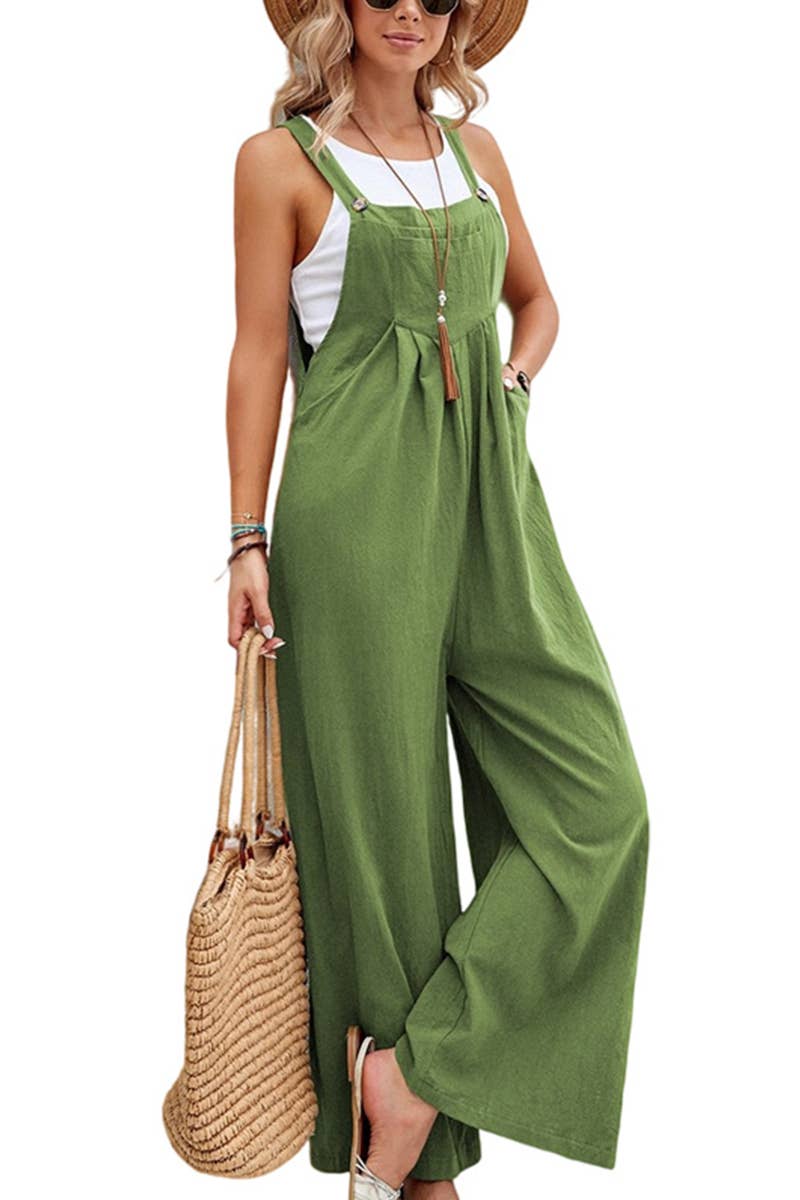Mid-waist retro solid color loose casual fashion suspenders