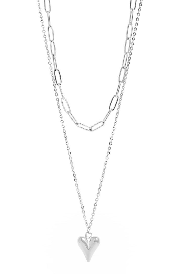 Stainless steel heart layered Necklace