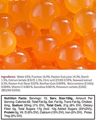 Passion Fruit Flavored Popping Boba 2 LB