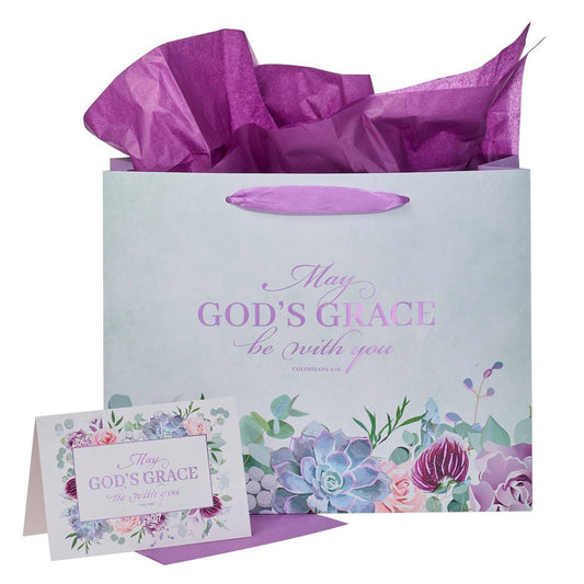 Gift Bag w/ Card LG Landscape Purple God's Grace Col. 4:18