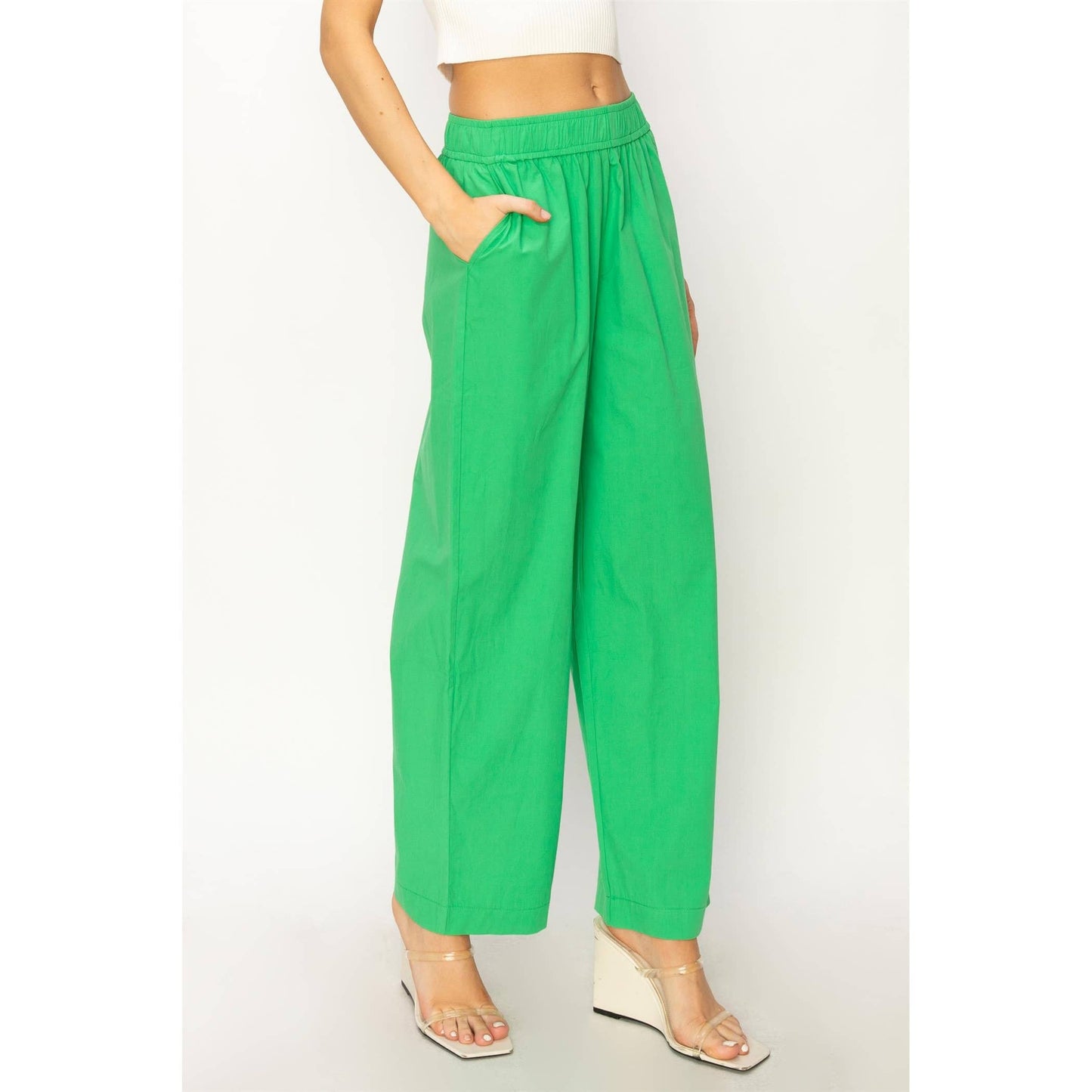 Poplin High Waist Wide Leg Pants