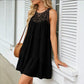 Women's Crochet Lace A-Line Ruffle Hem Summer Dress: 108182 black / One size fits all