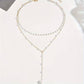 Layered Pearl Necklace Women Gold Y Lariat Choker Dainty