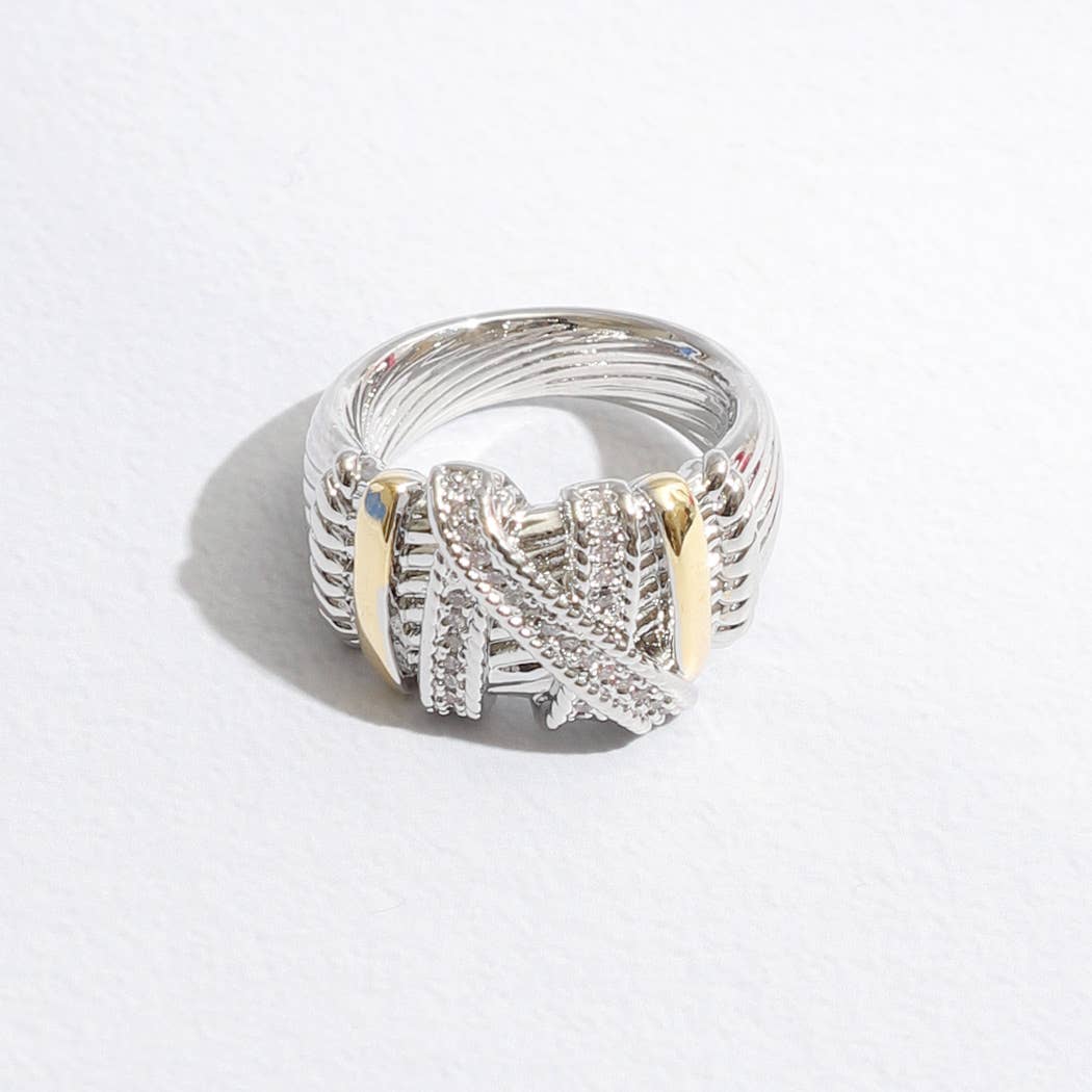 Two Tone Textured Band Ring