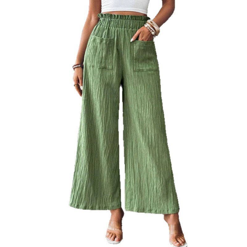 Women's Solid Color Casual Wide Leg Pants For Spring/Summer: Off white