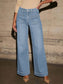 Women's Vintage High Rise Straight Leg Wide Leg Denim Pants: Light blue