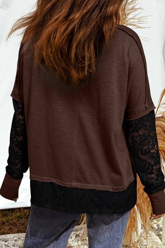 FB Lace Patchwork Long Sleeve Top
