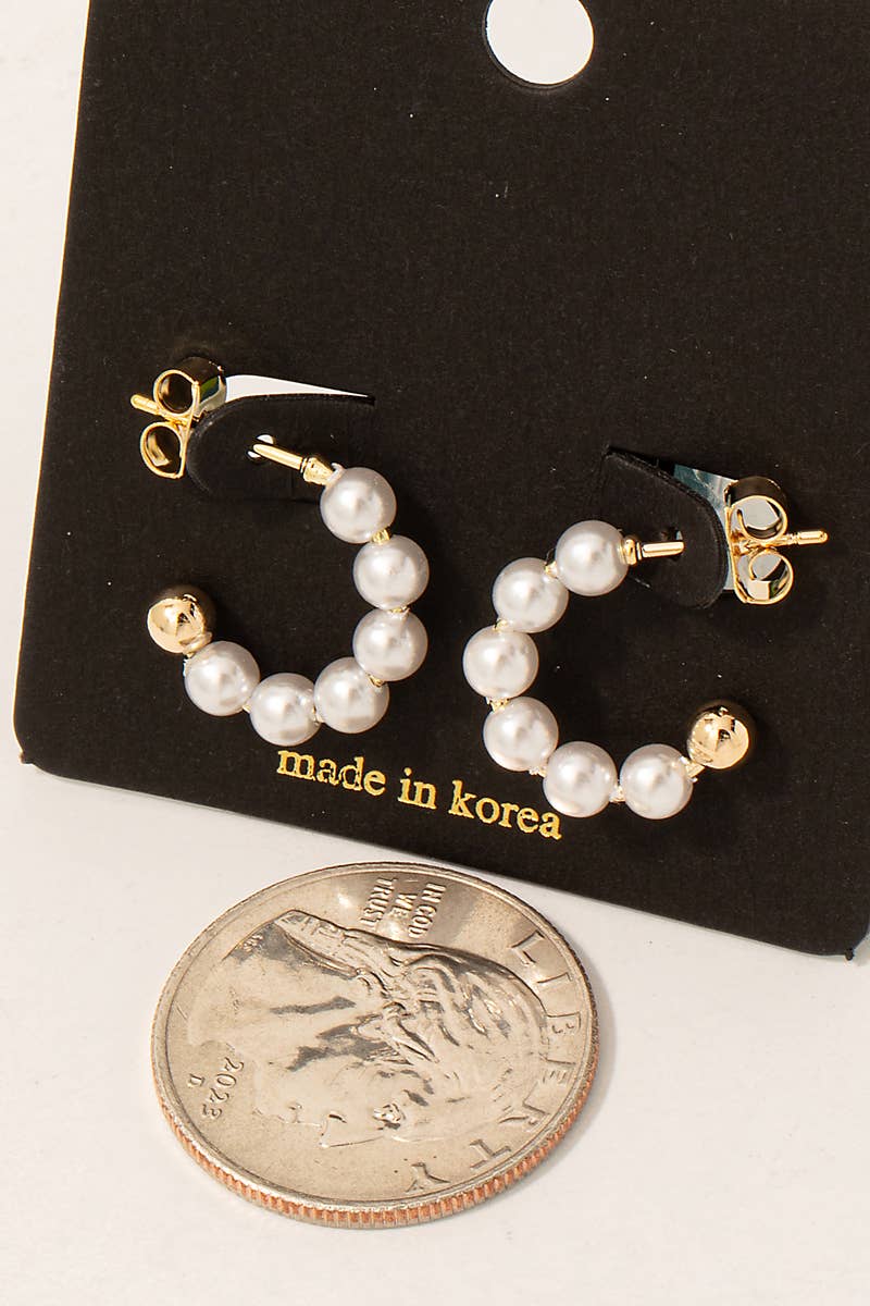 Pearl Beaded Hoop Earrings