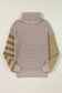 FB Stripe Checker Patchwork Turtleneck Sweater