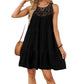 Women's Crochet Lace A-Line Ruffle Hem Summer Dress: 108182 black / One size fits all