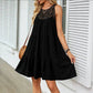 Women's Crochet Lace A-Line Ruffle Hem Summer Dress: 108182 black / One size fits all