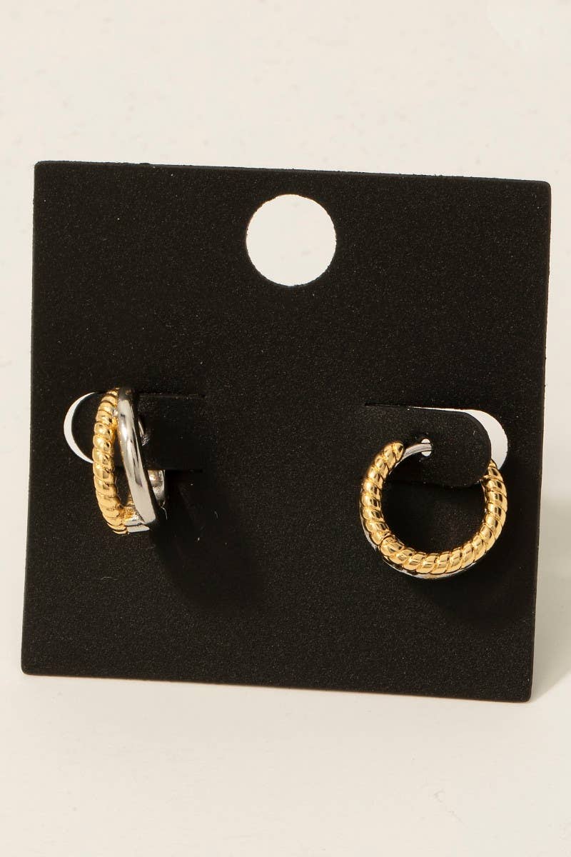Layered 2 Tone Hoop Earrings