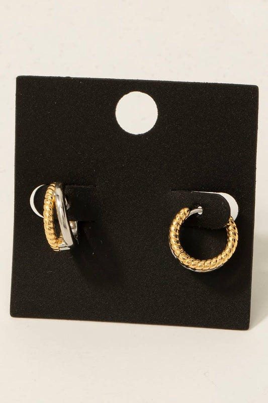 Layered 2 Tone Hoop Earrings